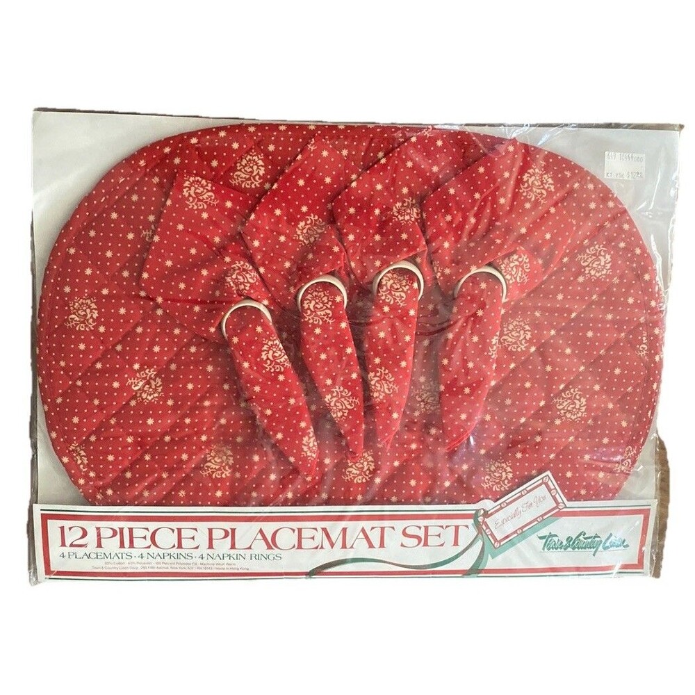 NOS 1991 Town & Country Living Christmas 12 Pc Placement Set Sealed Red NIP